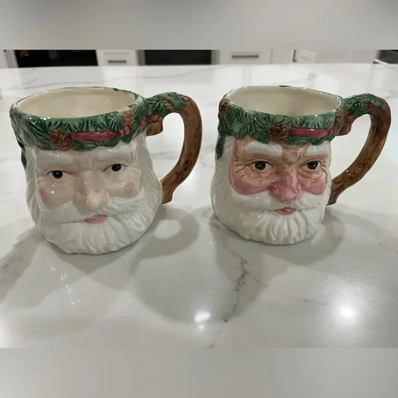 Vintage Nantucket Santa Claus Christmas Mugs – Hand Painted – Set of 2 - Picture 2 of 16